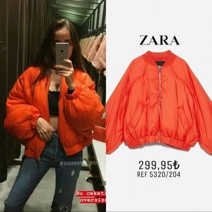 Zara Oversized Puffer Bomber Jacket 